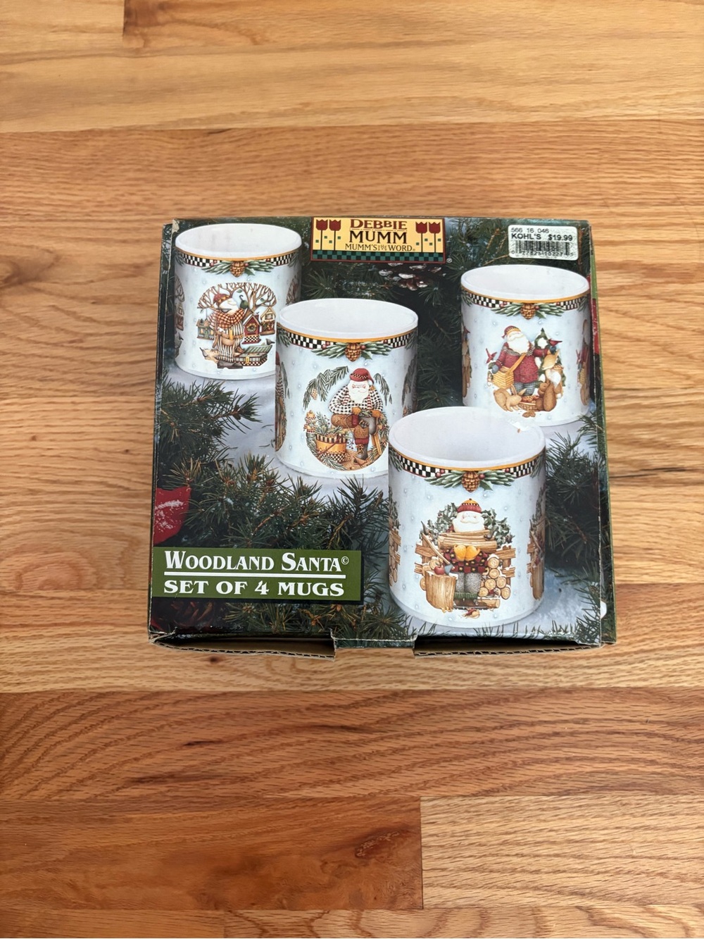 Debbie Mumm Woodland Santa Ceramic Mug Set - White (Set of 4)